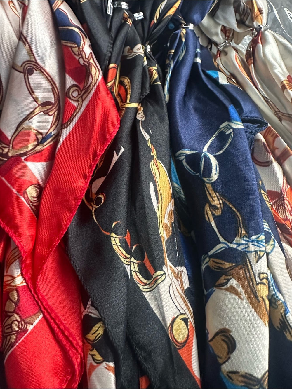 Silk-Fell Print Scarf | Pick 1 Red, Black, Navy, Orange & Cream - Picture 2 of 2